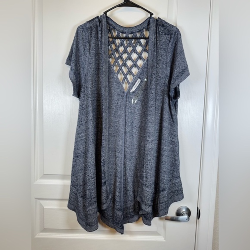 Maurices Heather Blue Open Cardigan Crisscross Back Neck Size 2/2X NWT #5813